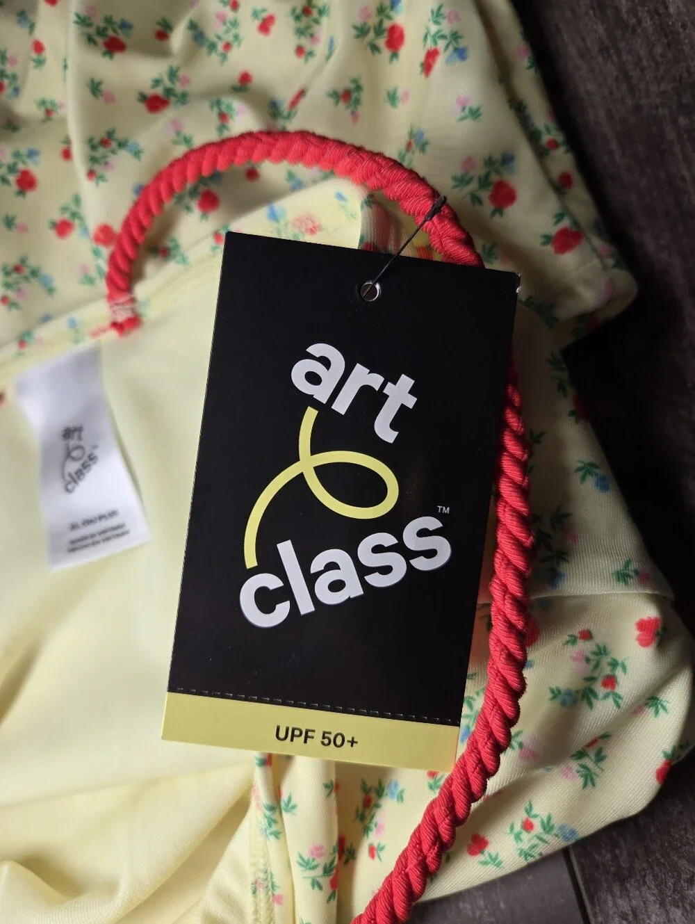 NWT Art Class Girls Yellow Floral Cutout One Piece Swimsuit Size XL 14 Plus
